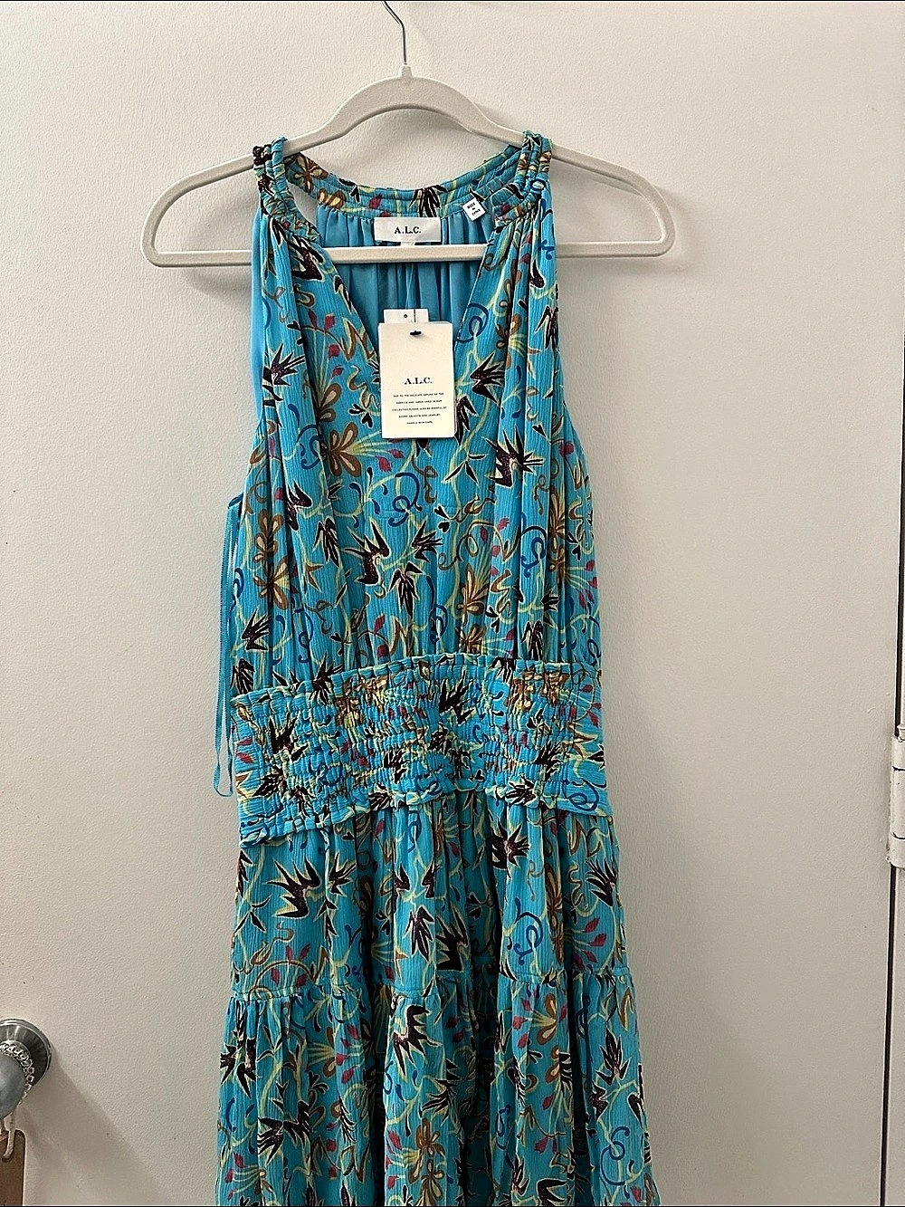 A.L.C. Floral Mini Dress in Blue & Brown Size Small